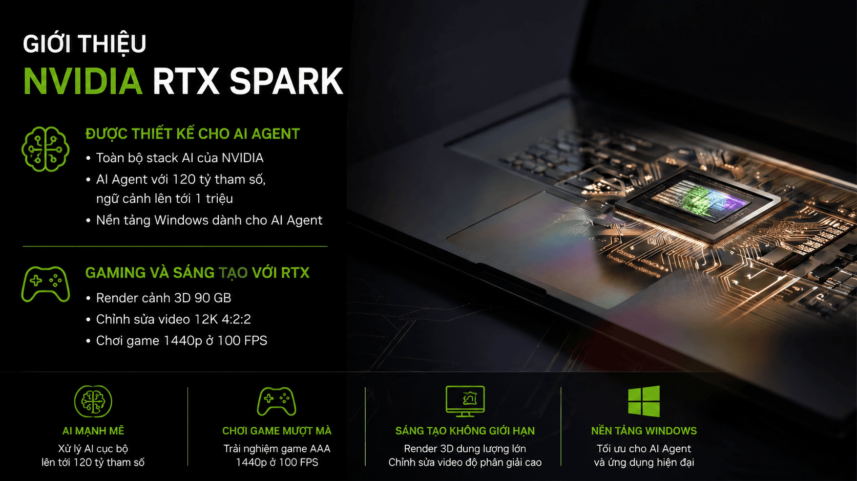 NVIDIA Giới Thiệu RTX Spark: Bộ Vi Xử Lý AI Mới Dành Cho Thế Hệ PC Windows Tương Lai
