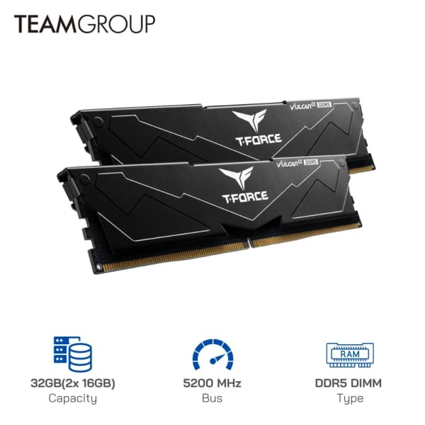 RAM TEAM VULCAN 32GB (2x16GB) DDR5 5200MHz Black